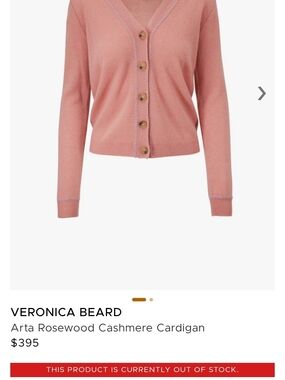 Veronica Beard Rosewood Pink Cashmere V-Neck Cardigan